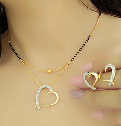 Gold Heart Mangalsutra Pattern