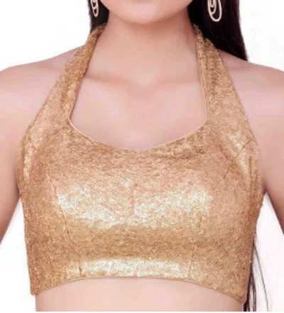 Golden Halter Neck Blouse