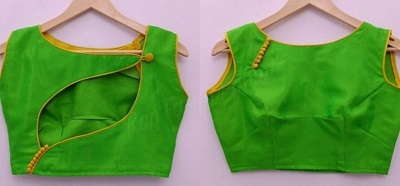 Green Blouse Design in Cotton Material