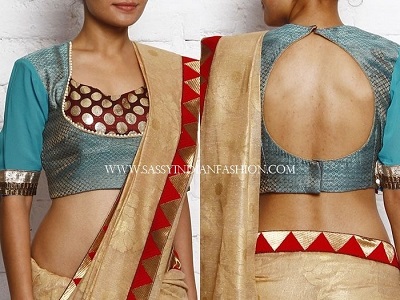 Grey Designer blouse pattern for sarees