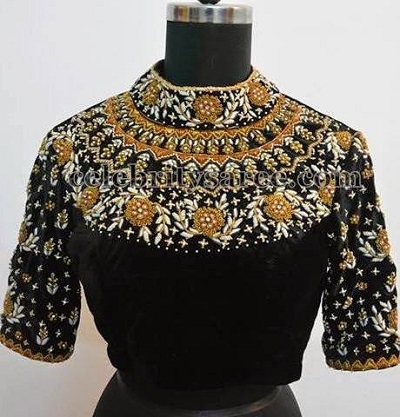 High Neck blouse with heavy work