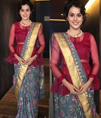Net fabric long legnth saree blouse