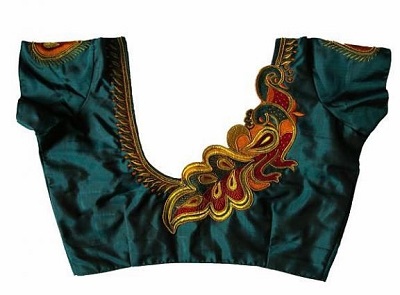 Peacock patch blouse design