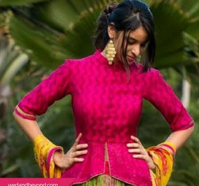 Peplum long blouse pattern for saree