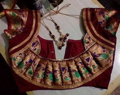 Pleated patch blouse for sarees