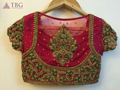 bridal red heavy designer blouse