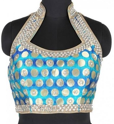 brocade halter saree blouse