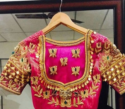 latest heavy maggam work blouse