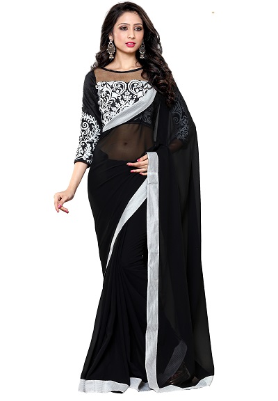 Black and white saree blouse pattern
