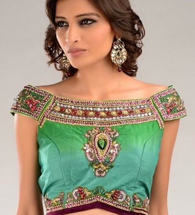 Boat Neck Blouse Designs For Silk Sarees