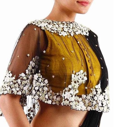 Front open blouse neck design for sarees