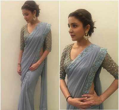 plain saree with sequin blouse