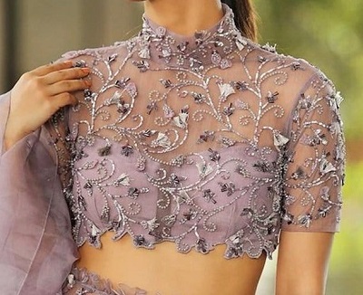 Modern Saree blouse neck design for parties