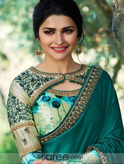 Patch work front neckline saree blouse pattern