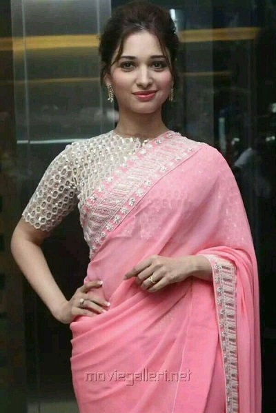Pink Plain Chiffon Saree With Heavy Golden Blouse Pattern