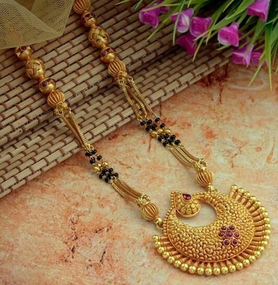 Simple Chandbali Mangalsutra With Stylish Side Chain