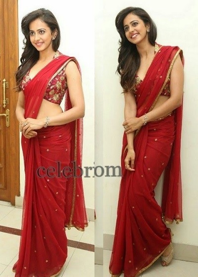 Simple Georgette Saree With Heavy Embellished Sleevele