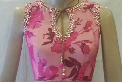 Sleeveless saree blouse neck design