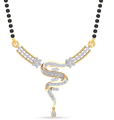 Twisted pattern of mangalsutra with diamonds