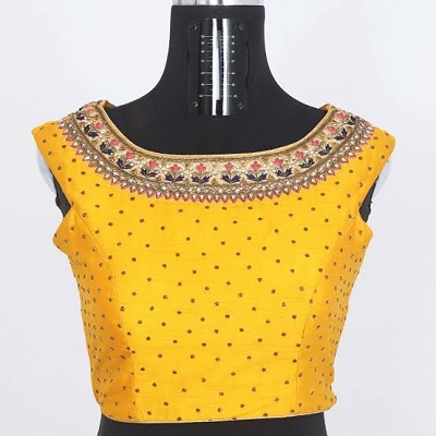 Yellow Traditional saree blouse