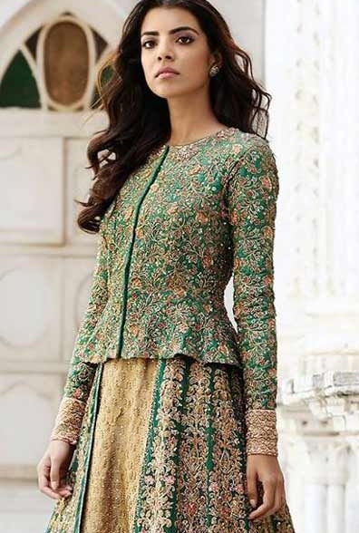 Zari work style blouse with peplum pattern