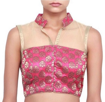 bandhani saree blouse neck design