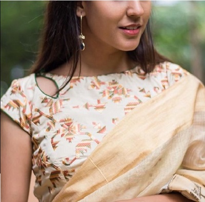 boat neck blouse designs for saree