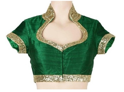 fancy blouse neck design for pattu sarees