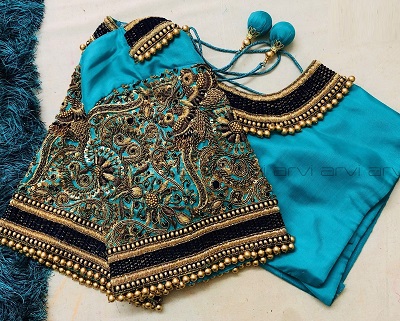 Bead work and zari blouse for parties