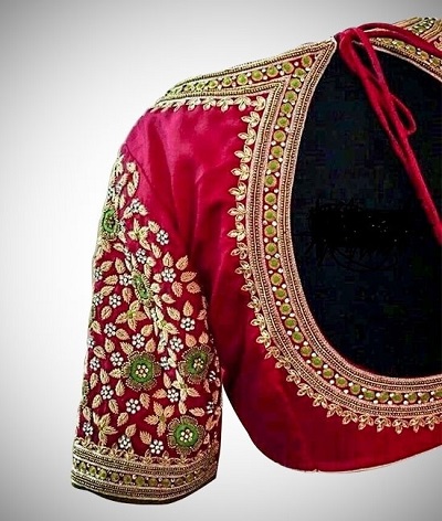 Bridal red simple work blouse