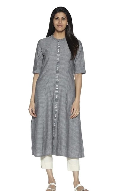 Cotton office centre slit kurta pattern