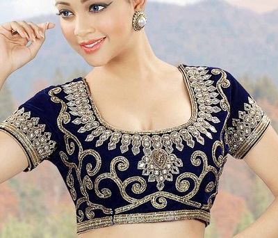 Designer Black Blouse with Embroidery and Bead Work