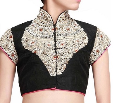 Designer studded Gran saree blouse with collar