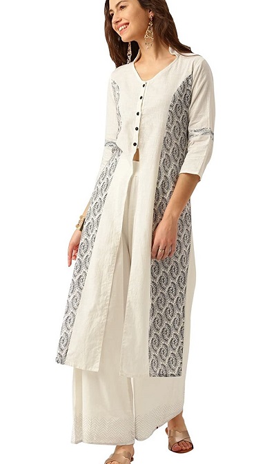 Elegant Centre Slit White Office Kurta