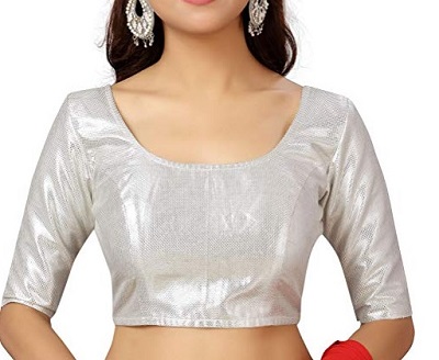 Elegant silver saree blouse design
