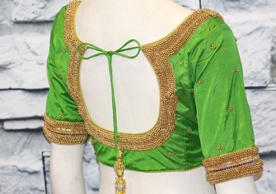 Festive wear green silk blouse