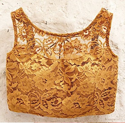 Gold Lace fabric saree blouse design