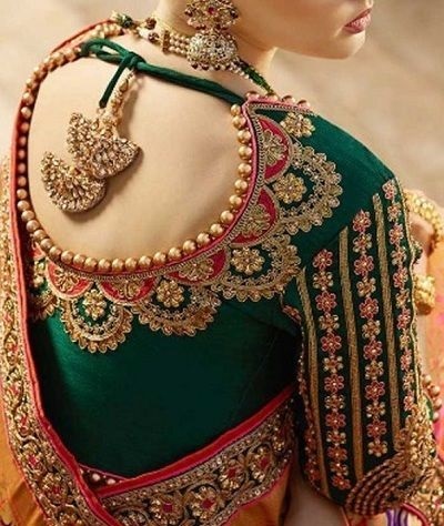 Jhumka embroidery work saree blouse