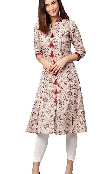 Kurta With Tassel Buttons And Panels For Office