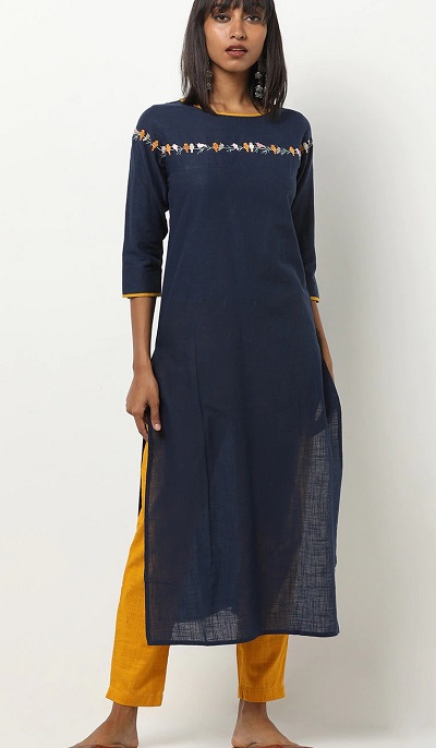 Long Simple Cotton Kurta Design for Office