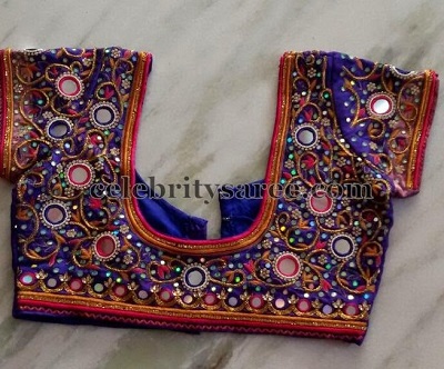 Mirror and maggam silk saree blouse