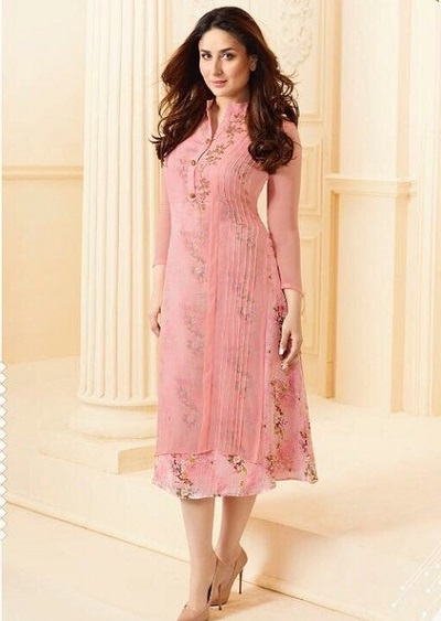 Office Wear Kurta With Layered Chiffon Fabric