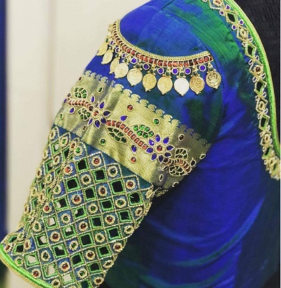 Paithani saree blouse with maggam work