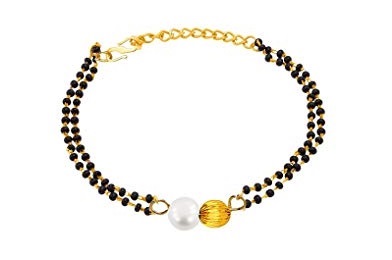 Pearl and gold bead mangalsutra design for hands