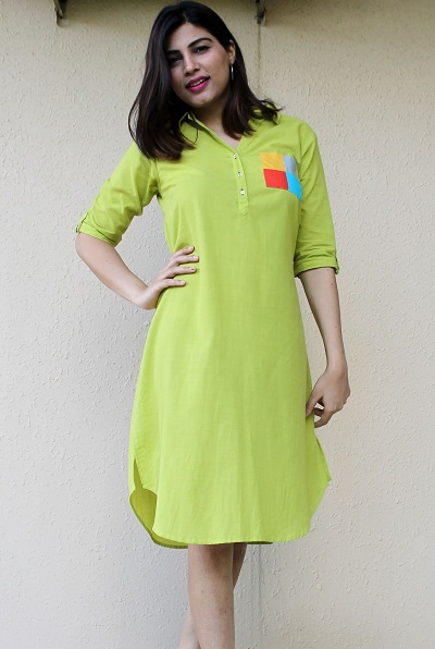 Rounded Hemline Foldable Sleeves Shirt Like Kurta