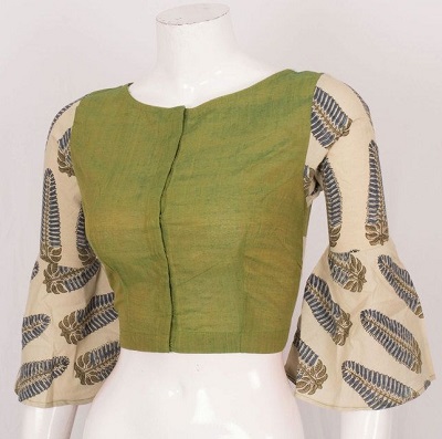 Saree Blouse With Semi Bell Sleeves