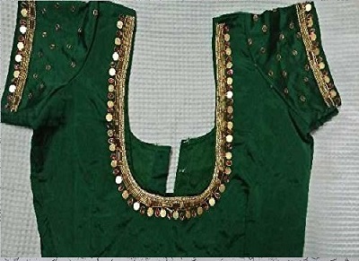 Scoop Neckline Festive Wear Green Saree Blouse