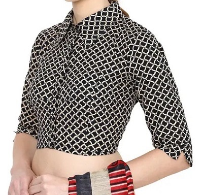 Shirt Collar saree blouse design