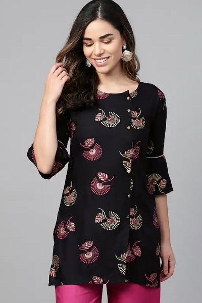 Short Office Wear Kurti With Side Button Placket