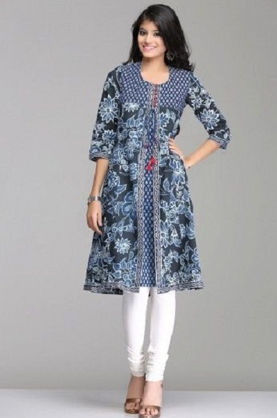 Short Wrap Around Kurta With Layered Pattern